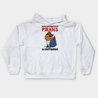 Easily Distracted by Pirates and Capybaras Kids Hoodie